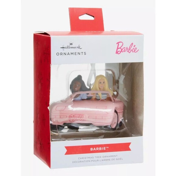 BARBIE Christmas Tree Ornament Pink Corvette HALLMARK Ribbon Hanger NEW IN BOX - Picture 2 of 8